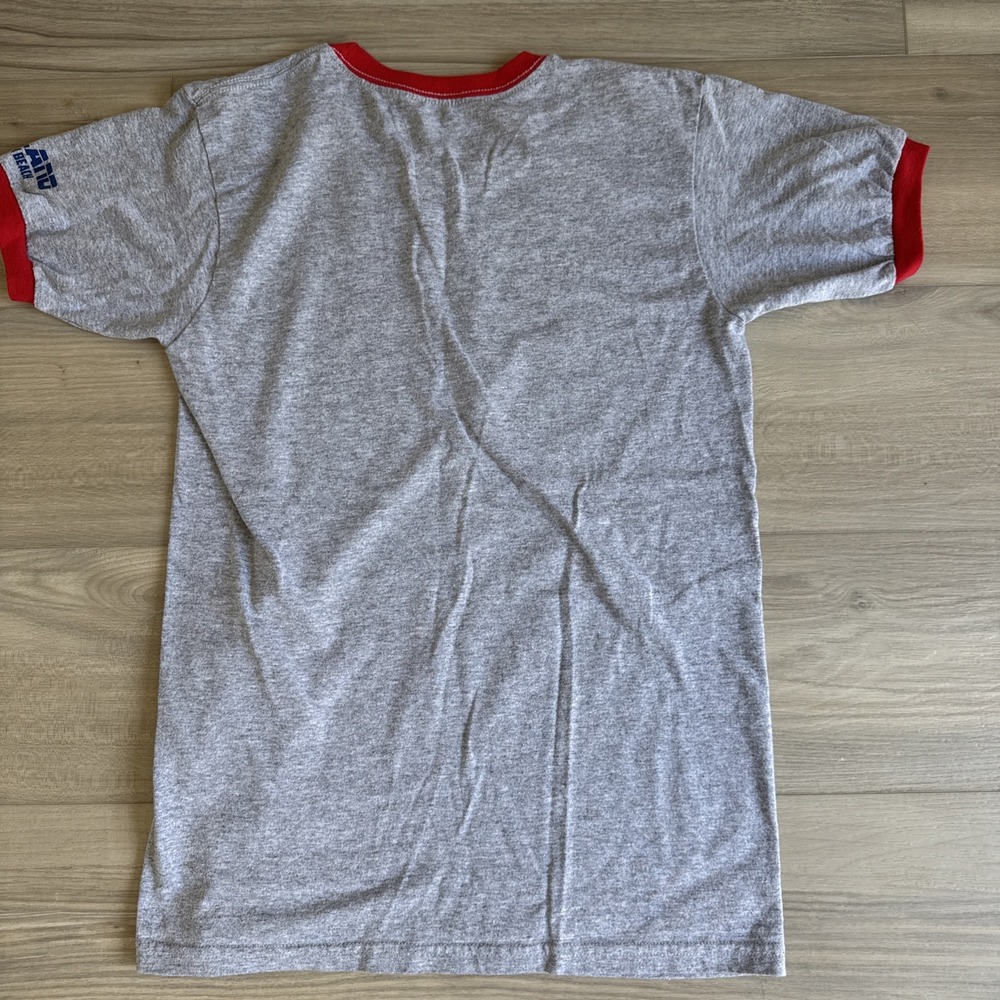 Gildan DryBlend Gravitron UFO ride Funland Ringer Shirt Gray And Red Small - Picture 7 of 7